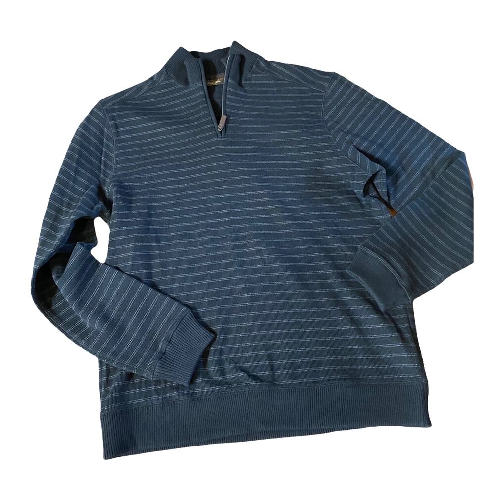 Tasso Elba Men's half Zip Marled Textured Knit Sweater Blue Size Medium - Picture 2 of 10